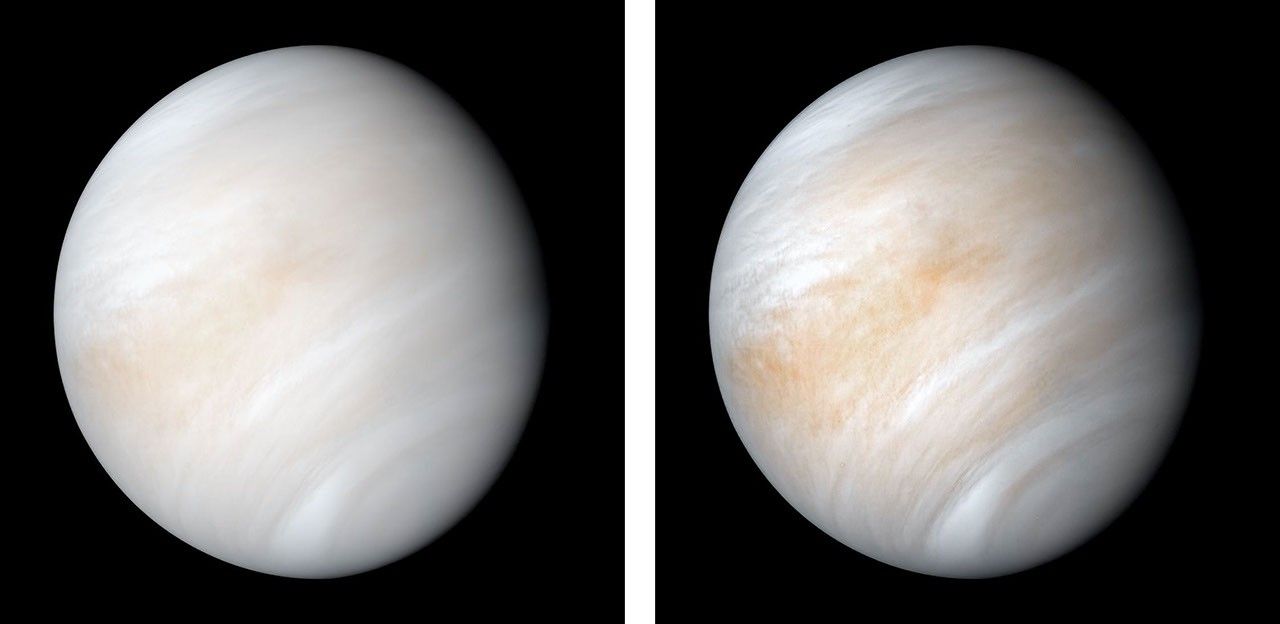 Die helle Wolkenhülle der Venus, aufgenommen von Mariner 10